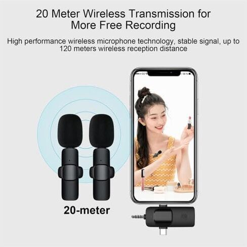 ميكروفونات Lavalier لاسلكية 3 في 1 لأجهزة iPhone، وiPad، وAndroid، والكاميرا، وUSB-C، 2.4 جيجا هرتز، وإلغاء / تقليل الضوضاء، نطاق 70 قدمًا، لتسجيل الفيديو، والبث المباشر، ومدونة الفيديو، ويوتيوب، وتيك توك in Saudi Arabia