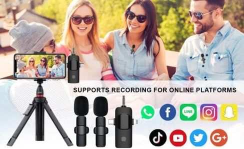 ميكروفونات Lavalier لاسلكية 3 في 1 لأجهزة iPhone، وiPad، وAndroid، والكاميرا، وUSB-C، 2.4 جيجا هرتز، وإلغاء / تقليل الضوضاء، نطاق 70 قدمًا، لتسجيل الفيديو، والبث المباشر، ومدونة الفيديو، ويوتيوب، وتيك توك in Saudi Arabia
