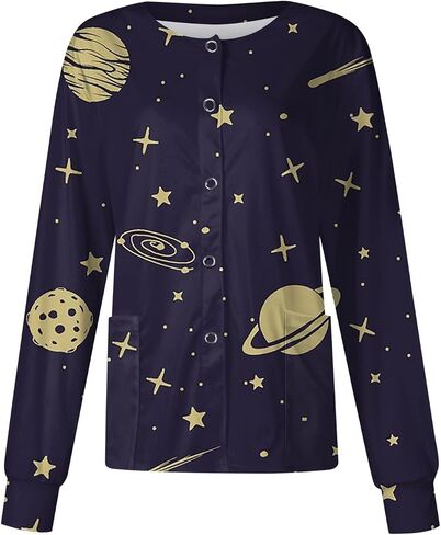 Woman Scrubs Scrubs Joggers for Women Soft Scrub Womens Printed Jacket Scrub Jacket Scrub Tops Women Plus Size Plus Size Long Sleeve Tops Women Crew Neck Nurses Scrubs Sets for Women Halloween in Saudi Arabia