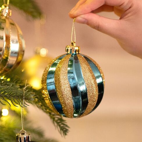 Valery Madelyn Christmas Tree Decorations Set, 40ct White and Gold Shatterproof Christmas Ball Ornaments Bulk, Hanging Ornaments for Christmas Trees Xmas Holiday Decor in Saudi Arabia