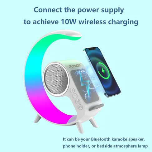 Karaoke Machine for Adults and Kids with 2 Wireless Microphones, Bluetooth Karaoke Speaker 5-in-1 with Wireless Charger&RGB Lights, Ideal for Gift Christmas Birthdays Home Party&16GB SD Card in Kuwait