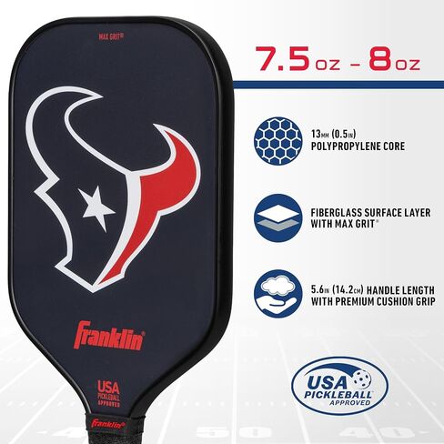 Franklin Sports NFL Pro Pickleball Paddle – 13MM Signature Series Pro Pickleball Paddle with MaxGrit Surface - Official NFL Team – USAP Approved - Premium Quality - Authentic NFL Team Logos in Saudi Arabia