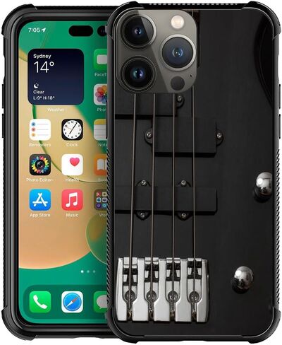 CARLOCA Compatible with iPhone 15 Case,Guitar Bass Strings Black Pattern iPhone 15 Cases,Ultra Protection Shockproof Soft Silicone TPU Non-Slip Back for iPhone 15 in Saudi Arabia