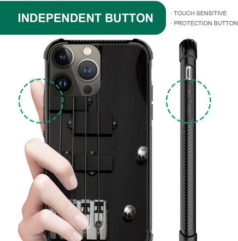 CARLOCA Compatible with iPhone 15 Case,Guitar Bass Strings Black Pattern iPhone 15 Cases,Ultra Protection Shockproof Soft Silicone TPU Non-Slip Back for iPhone 15 in Saudi Arabia