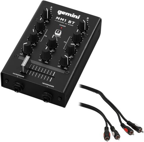 Gemini MM1BT خلاط مدمج بقناتين مع حزمة بلوتوث مع كابل صوت Pearstone 2 RCA ذكر إلى 2 RCA ذكر (3 بوصات) in Kuwait
