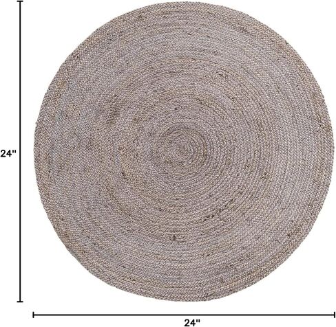 Handmade Natural Fiber Round Collection 2' Round Natural Handmade Boho Charm Farmhouse Jute Area Rug (Black) in Saudi Arabia