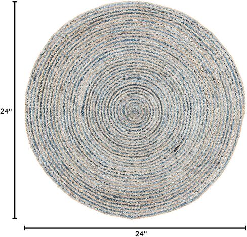 Handmade Natural Fiber Round Collection 2' Round Natural Handmade Boho Charm Farmhouse Jute Area Rug (Black) in Saudi Arabia