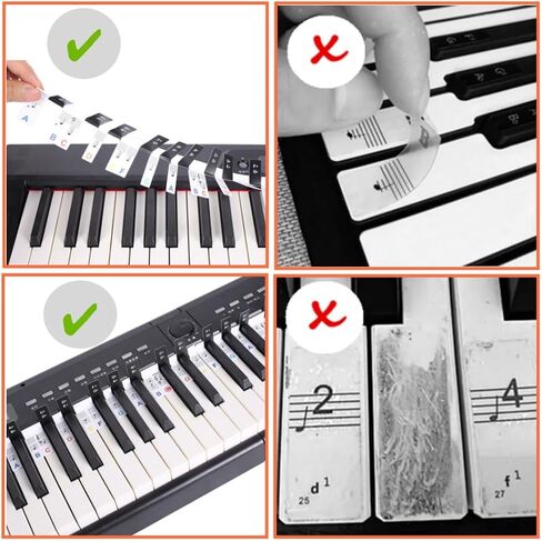 Upgraded Removable Piano Keyboard Stickers for Beginner Learning Kids,88-Key Full Size,No Need Stick, Reusable,Rainbow Color Bigger Letter with Keyboard Black Note Guide Standing Labels in Saudi Arabia