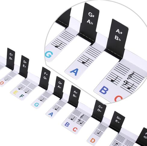 Upgraded Removable Piano Keyboard Stickers for Beginner Learning Kids,88-Key Full Size,No Need Stick, Reusable,Rainbow Color Bigger Letter with Keyboard Black Note Guide Standing Labels in Saudi Arabia