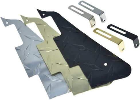 Dopro Diamond Plate LP Electric Guitar Pickguard Metal Aluminum Scratch Plate with Black Steel Bracket and Mounting Screws for USA Les Paul Black in Kuwait