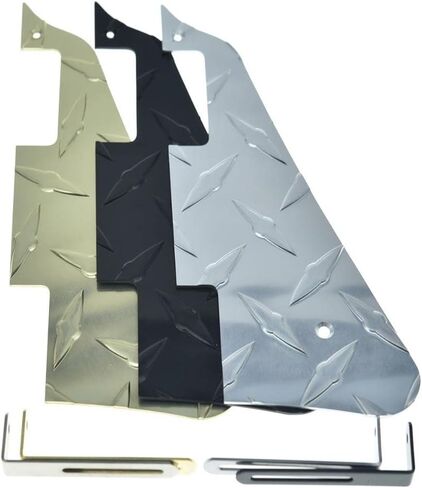 Dopro Diamond Plate LP Electric Guitar Pickguard Metal Aluminum Scratch Plate with Black Steel Bracket and Mounting Screws for USA Les Paul Black in Kuwait