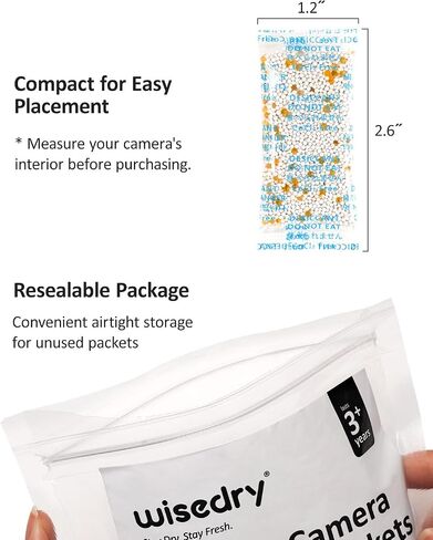 wisedry 3 Grams [20 Packets] Premium Camera Desiccant Packets with Color Indicating Beads, 70% High Moisture Absorption Dehumidifiers, Moisture Absorbers for Outdoor Security Camera in Saudi Arabia