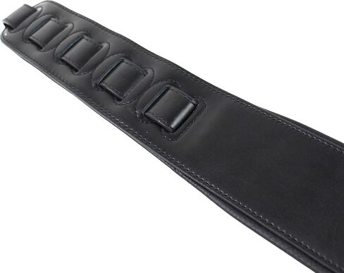 Walker And Williams KB-53-BLK حزام جيتار أسود مصنوع يدويًا من سلسلة التراث مع تصميم نسر الأزتيك على جلد أسود فاخر منحوت in Saudi Arabia
