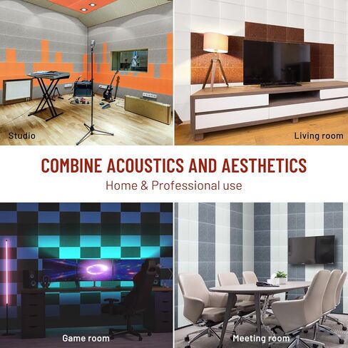 CAHAYA 12 Pack Acoustic Panels Self-Adhesive 13.4*7.9in Soundproof Insulation Panel Sound Absorbing Noise Reduction Pads Sound Reducing Foam for Office Door Walls White CY0339-2 in Saudi Arabia