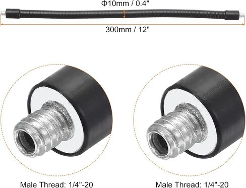 PATIKIL 8" Gooseneck, 1/4"-20 Male to Male Thread Metal Universal Hose Flexible Arm Gooseneck Tube Extension Holder for Action Camera, Phone, Microphone, Black in Saudi Arabia