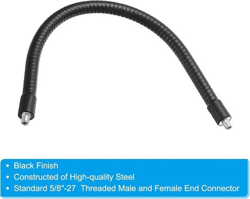 PATIKIL 8" Gooseneck, 1/4"-20 Male to Male Thread Metal Universal Hose Flexible Arm Gooseneck Tube Extension Holder for Action Camera, Phone, Microphone, Black in Saudi Arabia