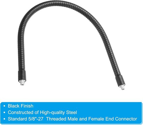 PATIKIL 8" Gooseneck, 1/4"-20 Male to Male Thread Metal Universal Hose Flexible Arm Gooseneck Tube Extension Holder for Action Camera, Phone, Microphone, Black in Saudi Arabia