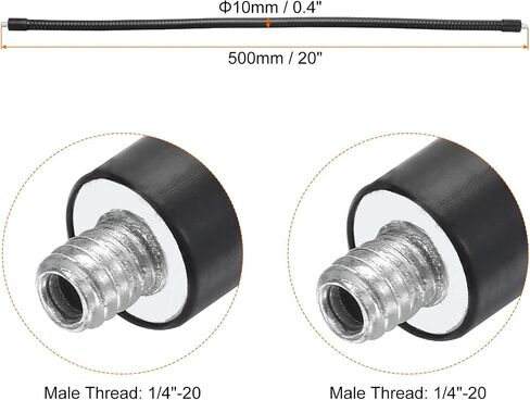 PATIKIL 8" Gooseneck, 1/4"-20 Male to Male Thread Metal Universal Hose Flexible Arm Gooseneck Tube Extension Holder for Action Camera, Phone, Microphone, Black in Saudi Arabia