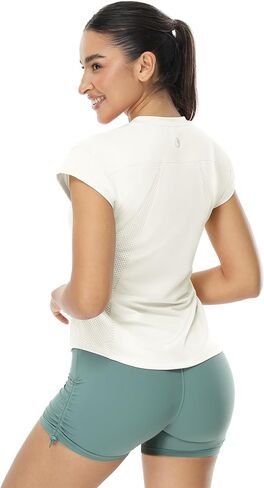 icyzone Women's Crewneck Workout T Shirts Quick Dry Athletic Cap Sleeve Fitness Gym Running Yoga Tee Tops in Kuwait