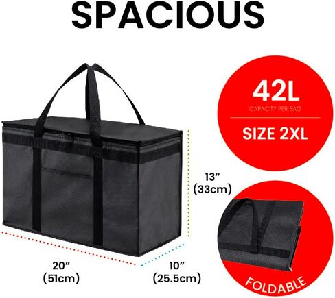 NZ Home Insulated Cooler Bag and Food Warmer (XL Plus, 2 Pack) for Food Delivery & Grocery Shopping with Zippered Top, Blue in Saudi Arabia