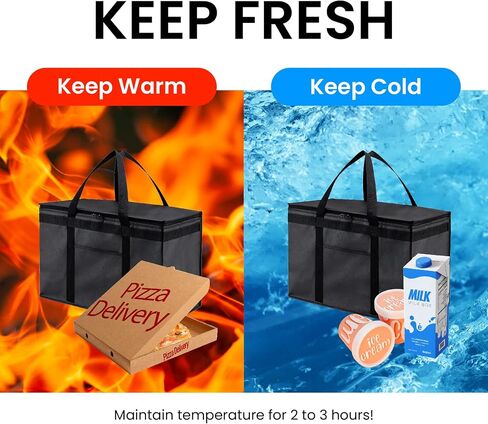 NZ Home Insulated Cooler Bag and Food Warmer (XL Plus, 2 Pack) for Food Delivery & Grocery Shopping with Zippered Top, Blue in Saudi Arabia