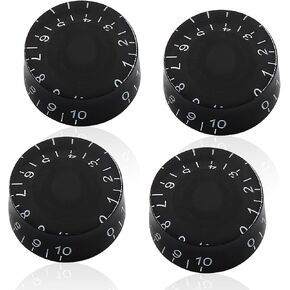 Murtenze 4PCS LP Guitar Speed Dial Knobs, Black Metal Electric Guitar Top Hat Knobs, Speed Volume Tone Control Knobs 24 Fine Splines Control Knobs for USA Les Paul/CTS Pots