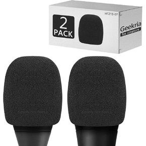 Geekria for Creators Foam Windscreen Compatible with AKG P2, P3S, P5i, C5, D5, D7, DMS100, DMS300 Microphone Antipop Foam Cover, Mic Wind Cover, Sponge Foam Filter (Black / 2 Pack)