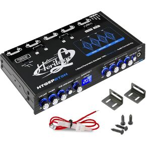 Lanzar 4 Band Parametric Equalizer - Wireless Streaming, Half Din Size, Rotary Fader, Input Gain Adjustments, Sub Output Volume/Sweep Control, Low Pass Crossover, 18 dB Boost, Blue Light Illumination