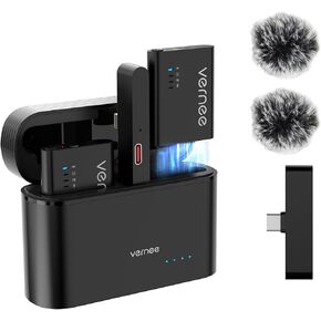 vernee Wireless Lavalier Microphone for iPhone/iPad/Android Lapel Mini Microphone with 68H Battery, Noise Cancellation, 164ft Transmission for Video Recording, YouTube, Interview, Vlog, M1