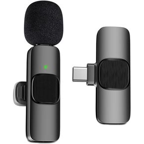 Wireless Lavalier Microphone for Type C USB-C Smartphones, PC Devices Auto Sync Noise Reduction Plug-Play Mini Lapel Mic for Video Recording Live Interview Vlog