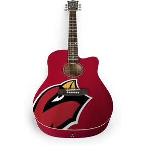 جيتار صوتي NFL - مجموعة بداية جيتار صوتي خشبية بالكامل - تتضمن Pickguard وحامل جيتار وحقيبة جيتار - رائعة للبالغين والأطفال والمبتدئين - هدية مثالية لعشاق الرياضة المخلصين