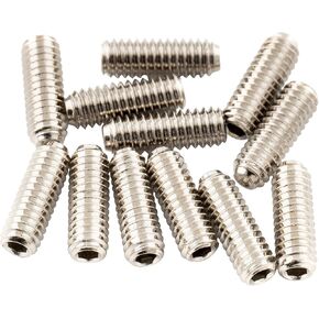 Musiclily Ultra UNF#4-48X5/16 Inch Stainless Steel Saddle Height Screws for USA Electric Guitar Bridge, Nickel (Set of 12)