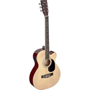 Stagg SA20ACE NAT Auditorium Cutaway Acoustic-Electric Guitar - Natural