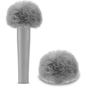 Geekria for Creators Furry Windscreen متوافق مع Shure SM57، SM81-LC Mic DeadCat غطاء الرياح، Windbuster، Windjammer، الزجاج الأمامي بغطاء زغب (رمادي / 2 حزمة)