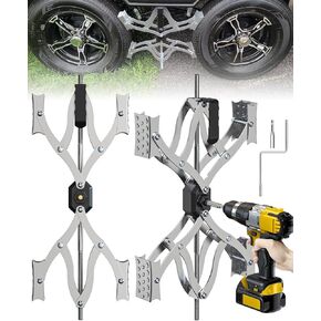 Black X-Shape Wheel Chocks Stabilizer XL [Extended Allow Drill Adjust], Double Sets 8'' to 17'' RV Tire Stabilizers Locked Chocks for Campers Travel Trailers Trucks, Wheel Scissor with Wrench