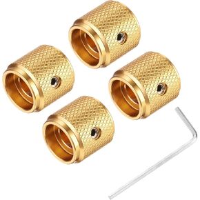 MECCANIXITY 4PCS Guitar Knobs Metal, Volume Tone Control Dome Knobs 1/4" x 1/2" Potentiometer Knobs with Set Screw for Electric Guitar Bass, Silver