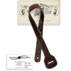 Walker & Williams XL-72 Dark Brown Guitar Strap Extender Lengthens W&W (and other) Straps Up To 60"