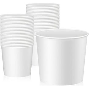 Hoolerry 100 Pcs Disposable Paper Bucket White Cardboard Ice Bucket Bulk Ice Holder for Christmas Party Food Cooling Supplies (85 Oz/ 5.3 Lbs)