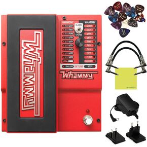 Digitech WHAMMY Whammy Pitch Bending Effects Pedal Bundle w/2x Strukture S6P48 Woven Right Angle Patch Cables, 12x Guitar Picks and Liquid Audio Polishing Cloth in Kuwait