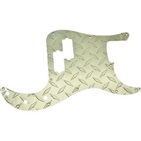 Dopro 13 Hole Modern-Style Metal Diamond Plate Precision Bass Pickguard Aluminium Anodized P Bass Pick Guard for American FD Precision Bass Silver
