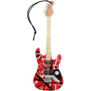 Mini Electric Guitar Pendant Keychain Red Wood Grain Guitar Music Pendant Miniature Manual Model Decoration