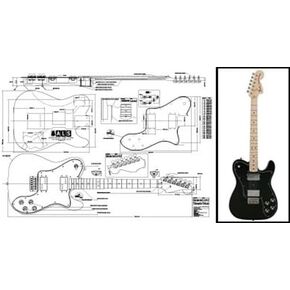 Plan of Fender Telecaster Deluxe Electric Guitar - Full Scale Print