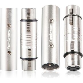 XLR Adapter 2-Pair(4 Pack), 2 XLR Male to Male Connector & 2 XLR Female to Female Coupler, 3PIN XLR Adapter Gender Changer Connector,Compatible with Mixer, Microphone, Power Amplifierr