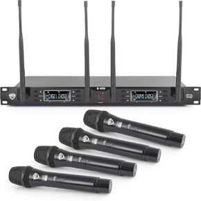 Nady Systems D-450-HT Quad Receiver 200-Channel Digital Wireless Handheld Microphone System | All-Metal Microphones & Receiver | 48kHz/24bit | 300'+ Range | 4 Individual XLR & 1 Sum ¼ Outputs