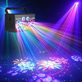 Party Lights Disco Dance Party Light with LED Patterns LED Par Light Strobe Light Red and Green Lasers Sound-Activated DMX DJ Stage Light for Gifts Bars KTV Xmas Halloween House Bday Rave Parties