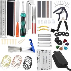 67Pcs Guitar Maintenance Kit Repair Tool Setup with Carry Bag Beginners For Acoustic Guitar Ukulele Bass Banjo