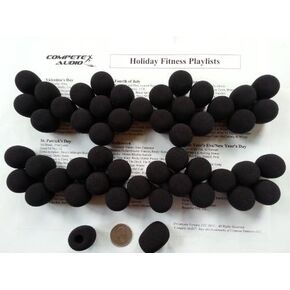 Foam Microphone Windscreens (Microphone Covers) 50-Pack Headset/Lapel (Lavalier) Fitness Center Pack Black
