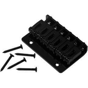 6 String Hardtail Saddle Bridge 65MM Metal Fixed Top Load Guitar Tailpiece for Fender Strat Tele Electric Guitar,Black