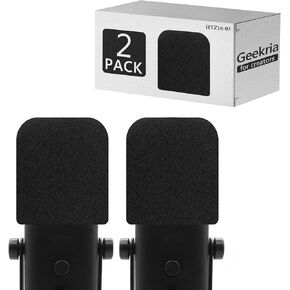 Geekria for Creators Foam Windscreen Compatible with FIFINE AmpliGame AM8 Microphone Antipop Foam Cover, Mic Wind Cover, Sponge Foam Filter (Black / 2 Pack)
