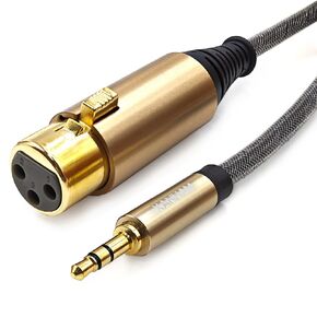 XLR Female to 3.5mm (1/8") Male Jack 6.6 Feet/2 Meter TRS Unbalanced Cable Compatible with iPhone, iPod, MP3 Player, Laptop, Voice Recorder and More